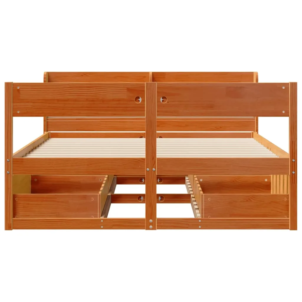 Bed Frame without Mattress Wax Brown 120x190 cm Small Double Solid Wood Pine