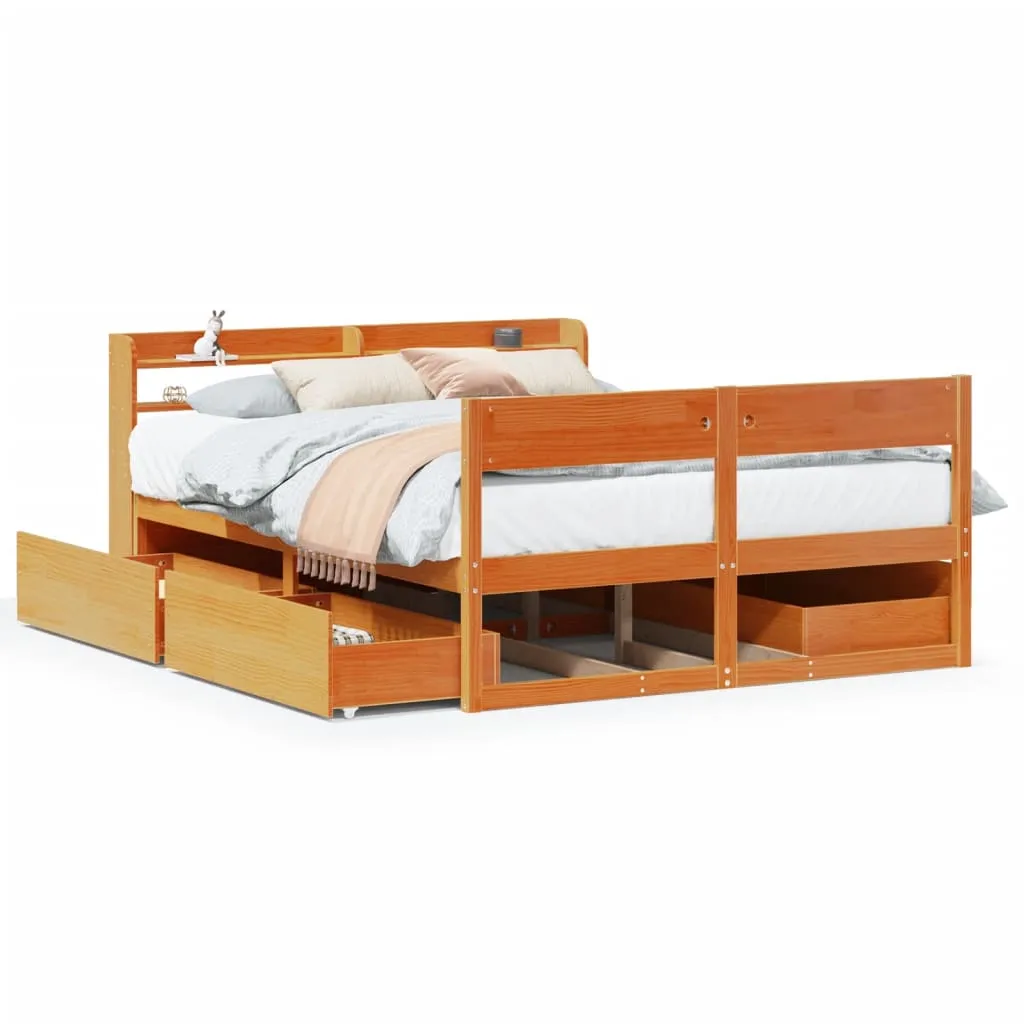 Bed Frame without Mattress Wax Brown 120x190 cm Small Double Solid Wood Pine