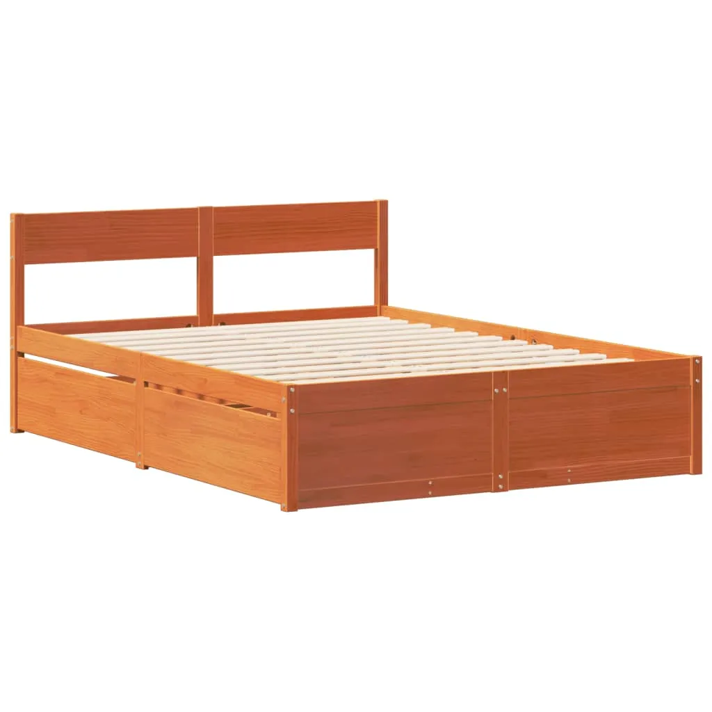 Bed Frame without Mattress Wax Brown 120x190 cm Small Double Solid Wood Pine