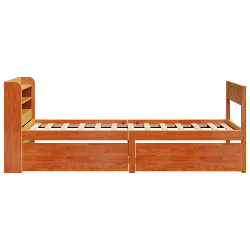 Bed Frame without Mattress Wax Brown 75x190 cm Small Single Solid Wood Pine