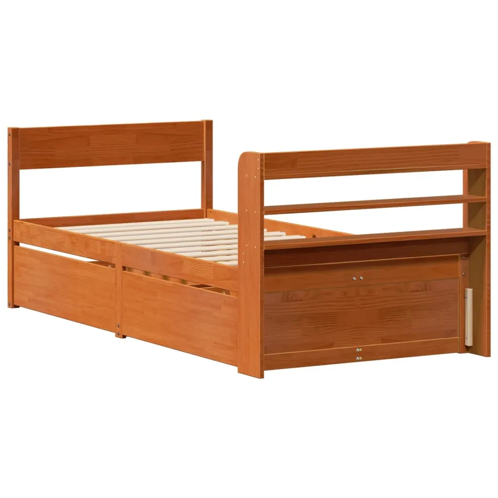 Bed Frame without Mattress Wax Brown 75x190 cm Small Single Solid Wood Pine