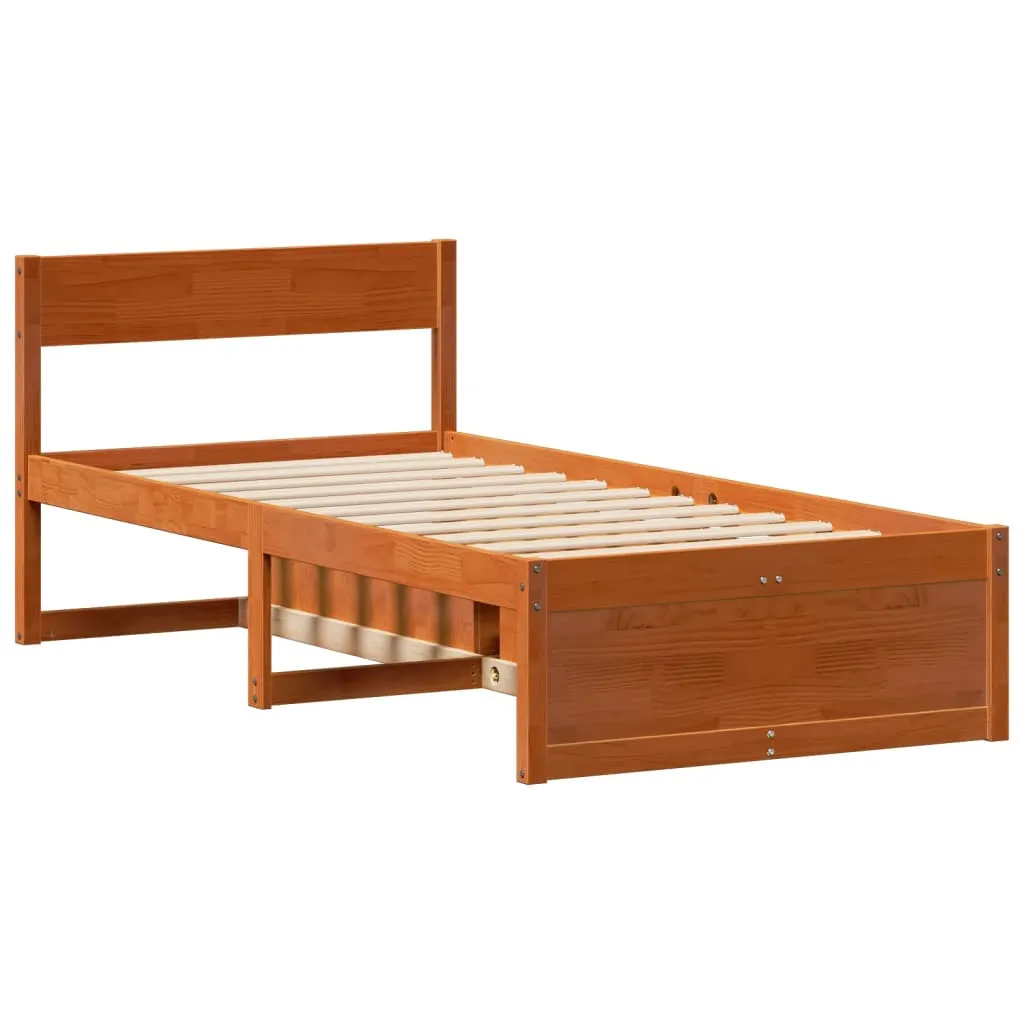 Bed Frame without Mattress Wax Brown 75x190 cm Small Single Solid Wood Pine