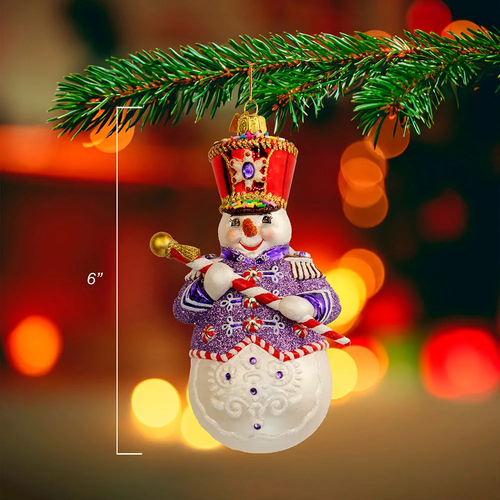 Bellissimo Glass Band Leader Snowman Ornament