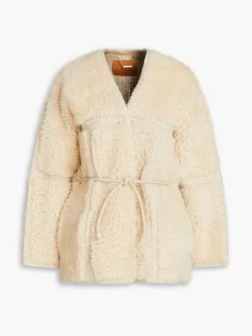 Belted shearling jacket