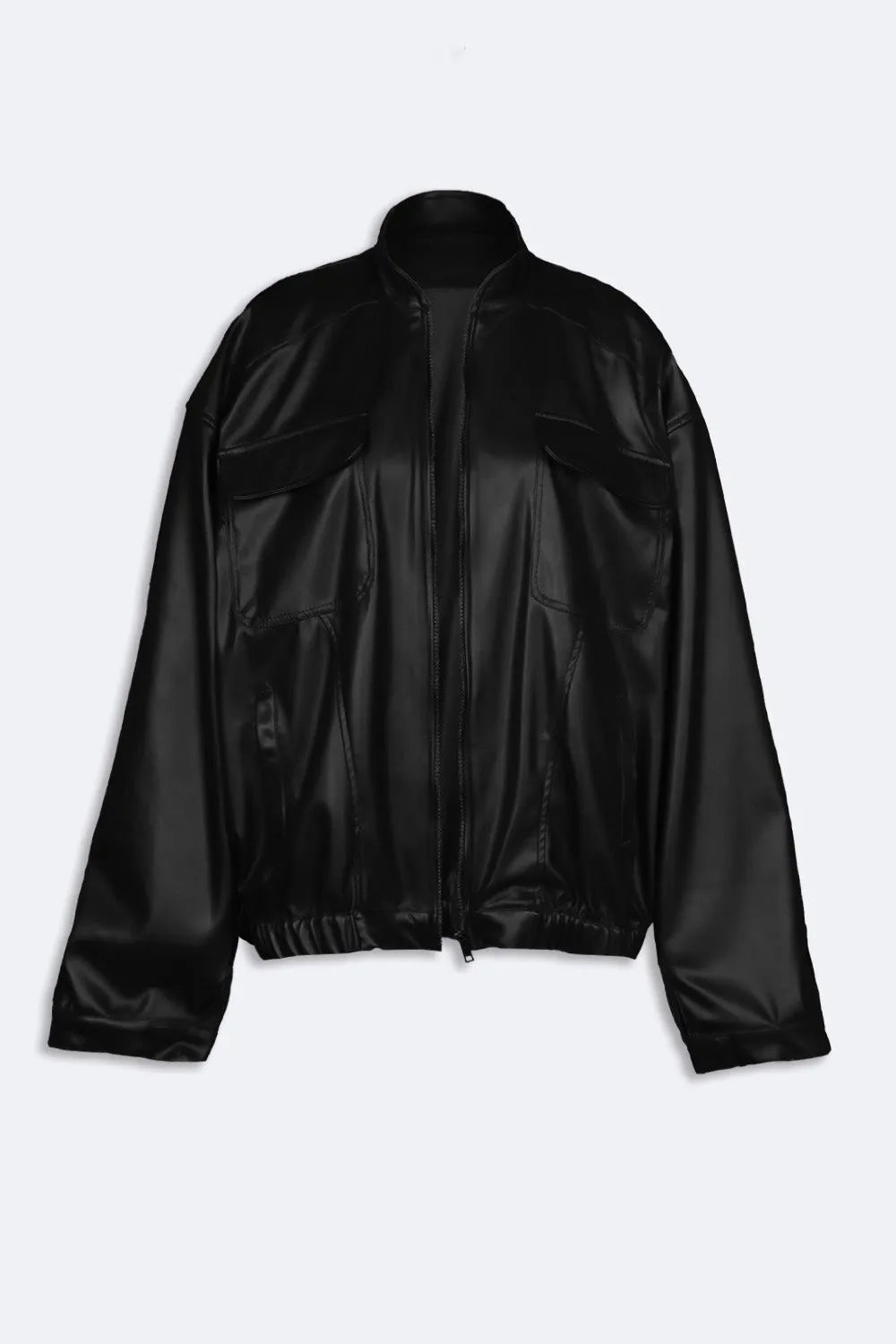 Black bomber leather jacket