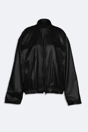 Black bomber leather jacket