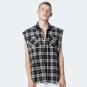 Black check waistcoat shirt for men