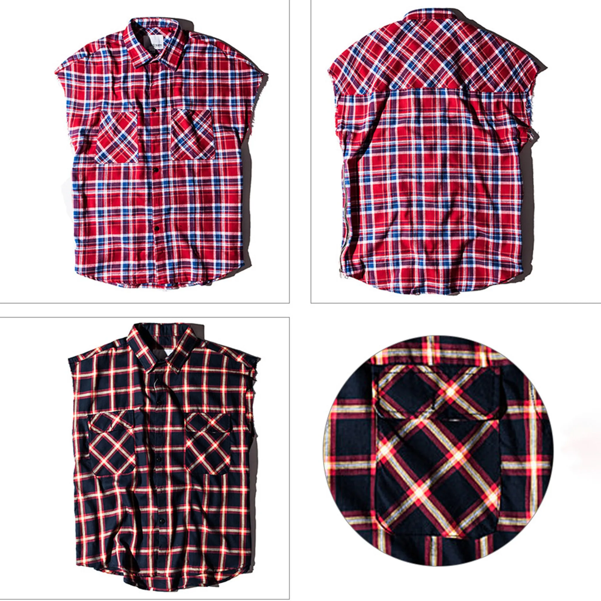 Black check waistcoat shirt for men