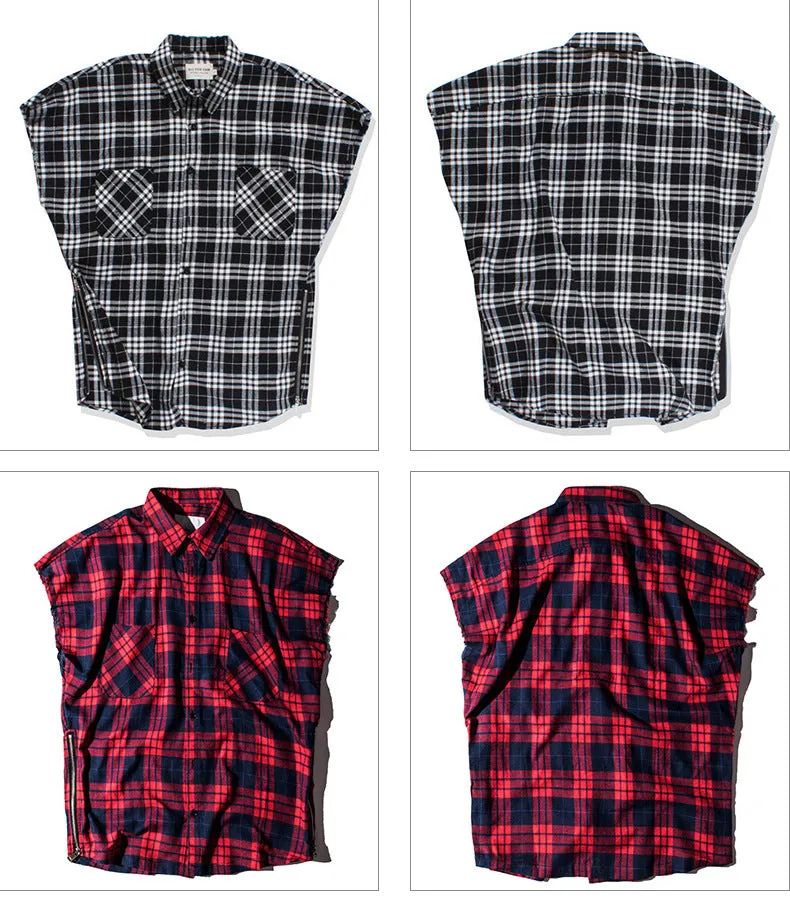 Black check waistcoat shirt for men