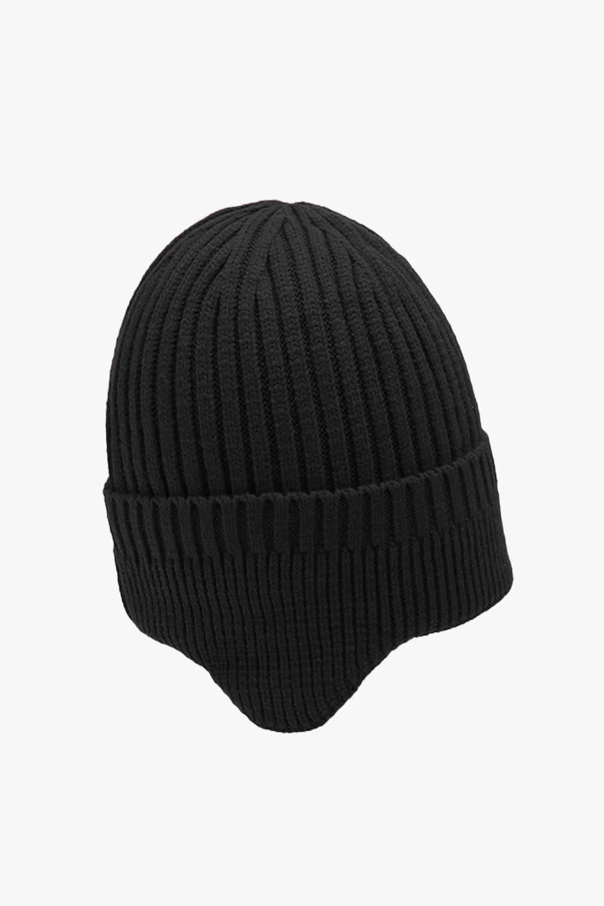 Black Knitted Earflap Beanie - W22 - UBH0001