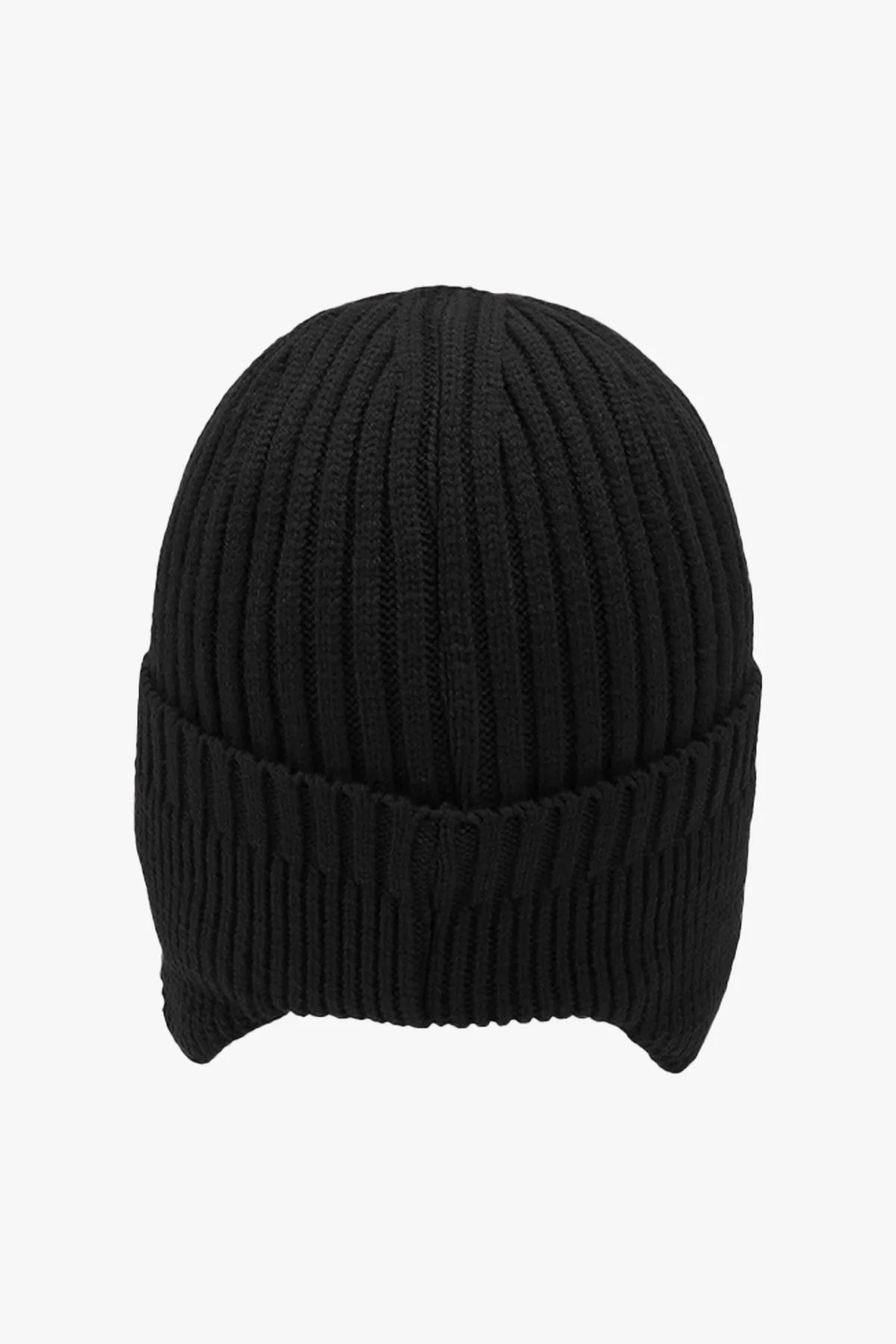 Black Knitted Earflap Beanie - W22 - UBH0001