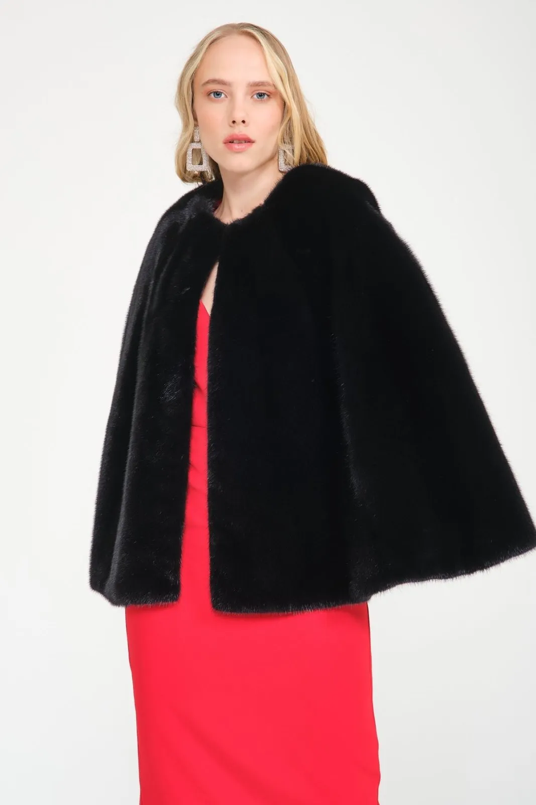 Black Mink Fur Cape