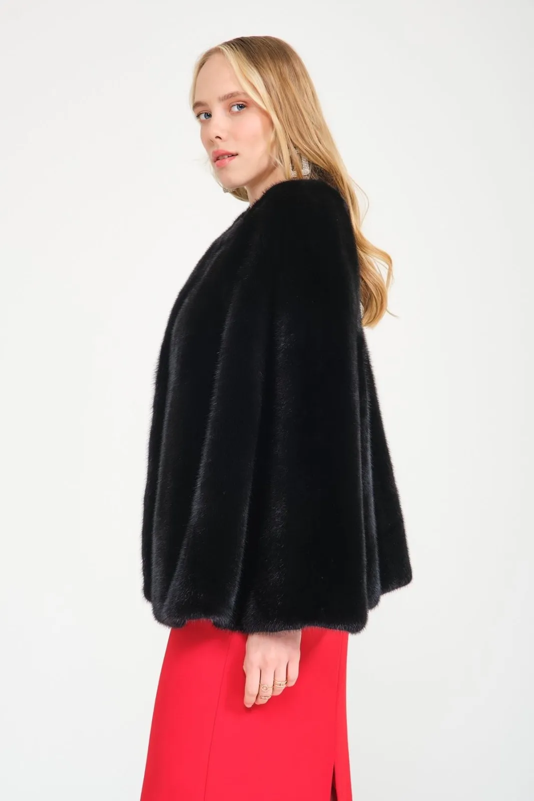 Black Mink Fur Cape