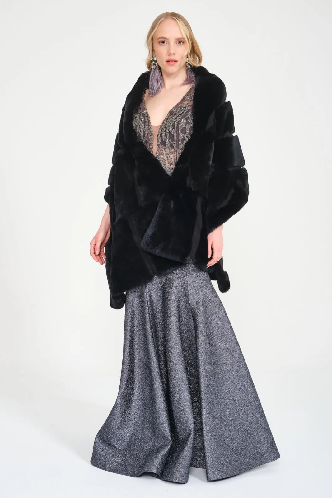 Black Rex Fur Shawl