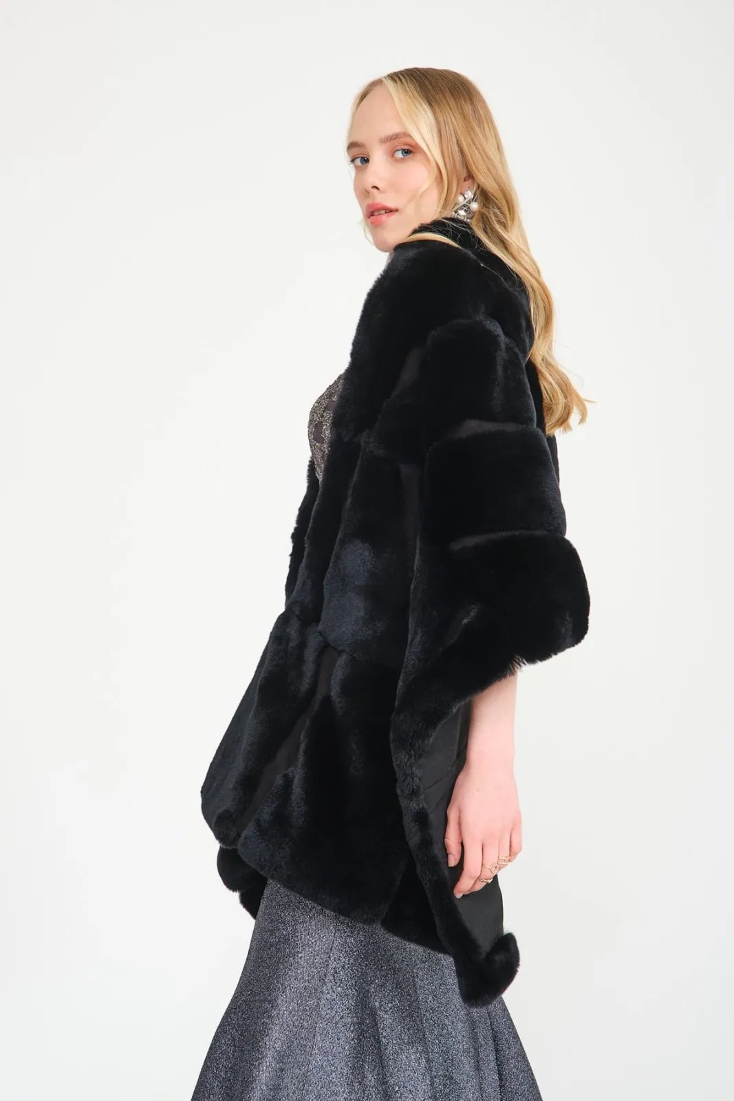 Black Rex Fur Shawl