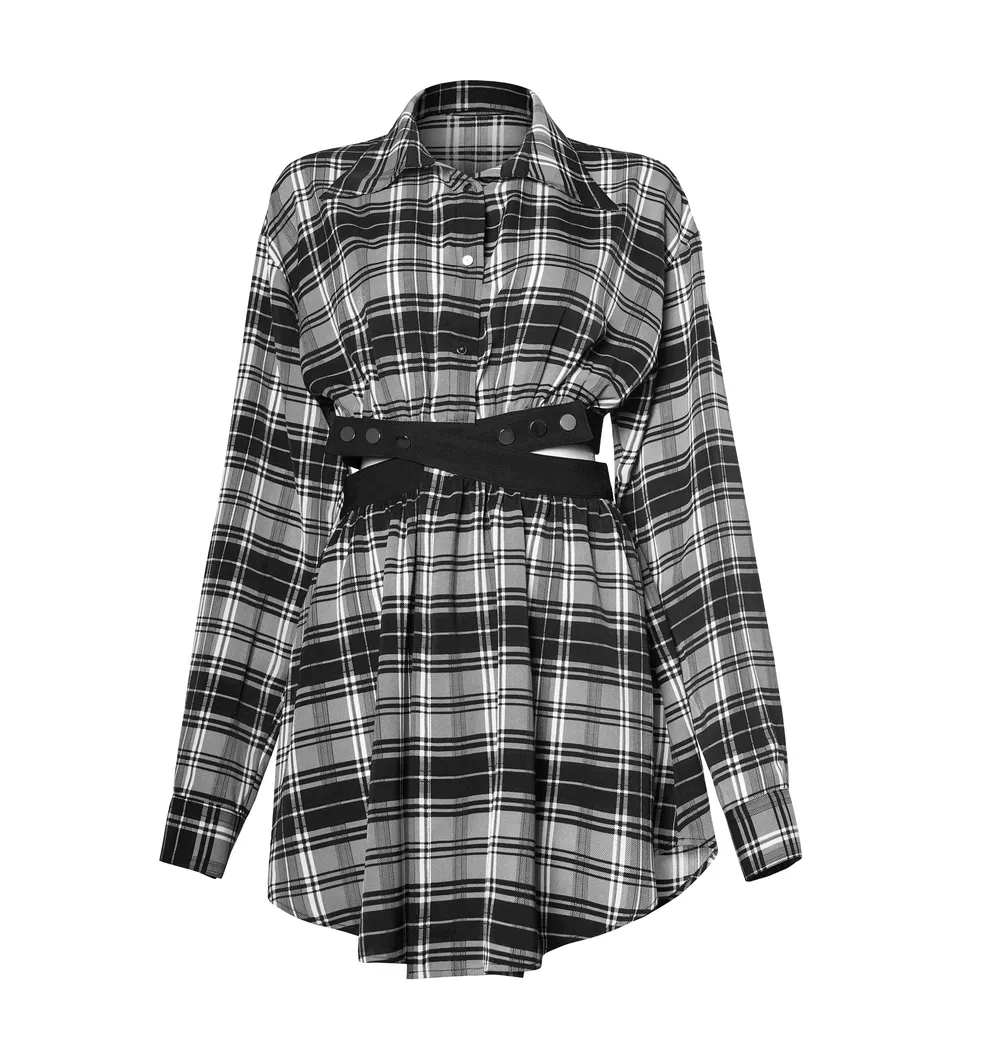 Black White Plaid Punk Gothic Detachable Dress