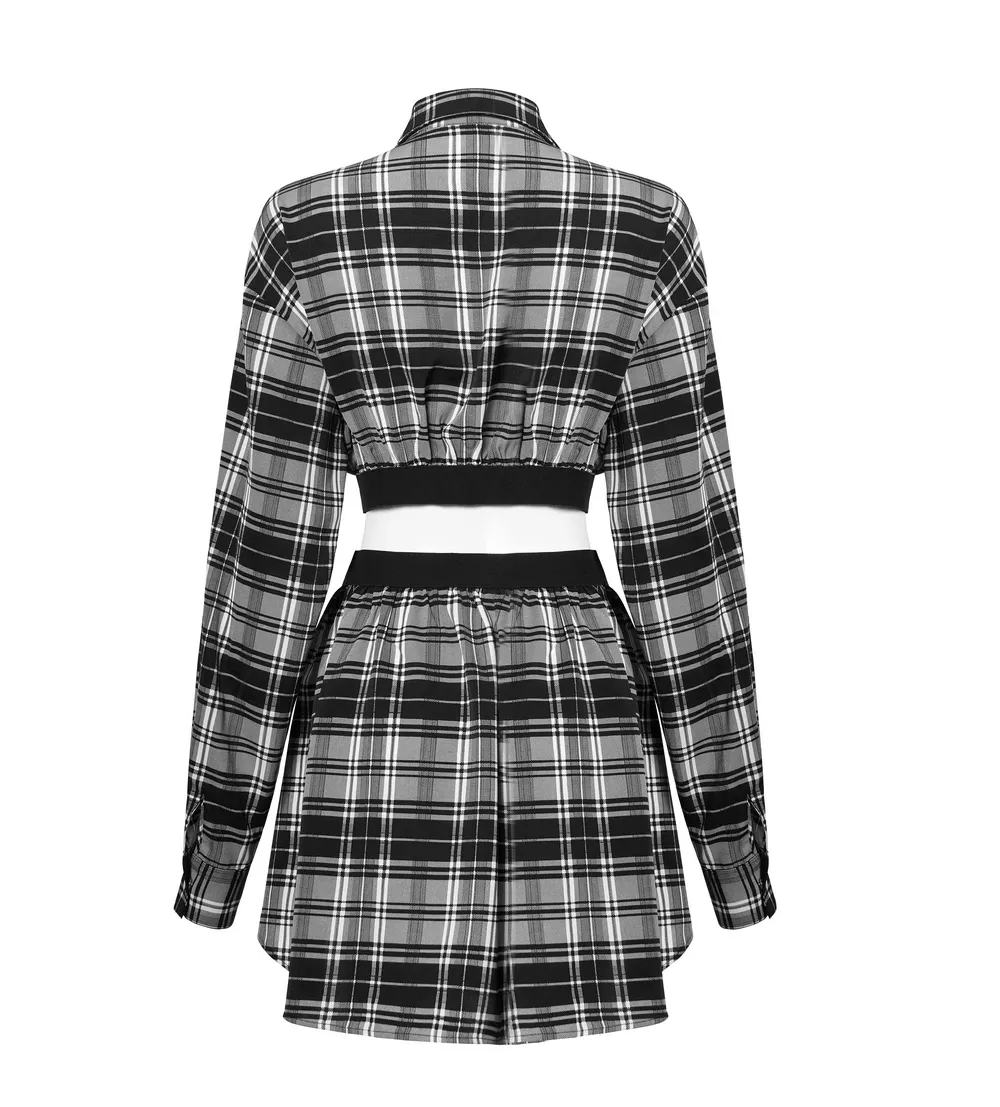 Black White Plaid Punk Gothic Detachable Dress