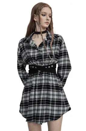 Black White Plaid Punk Gothic Detachable Dress