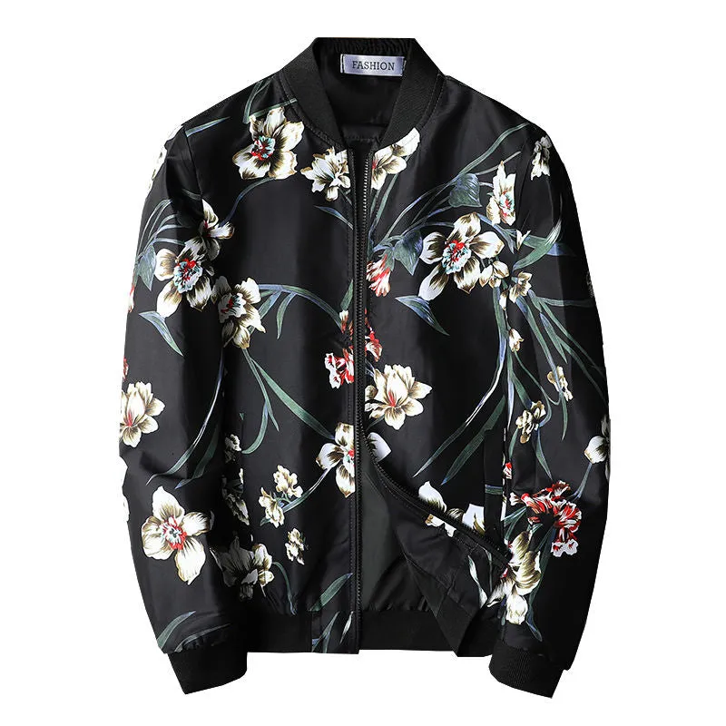 Blooming Lily Printed Bomber Jacket