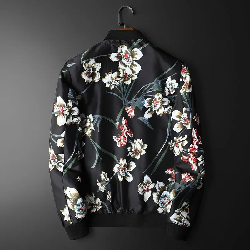 Blooming Lily Printed Bomber Jacket