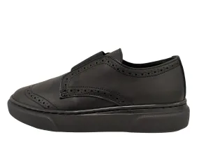 BluBlonc  Black Wingtip Elastic Slip Paul