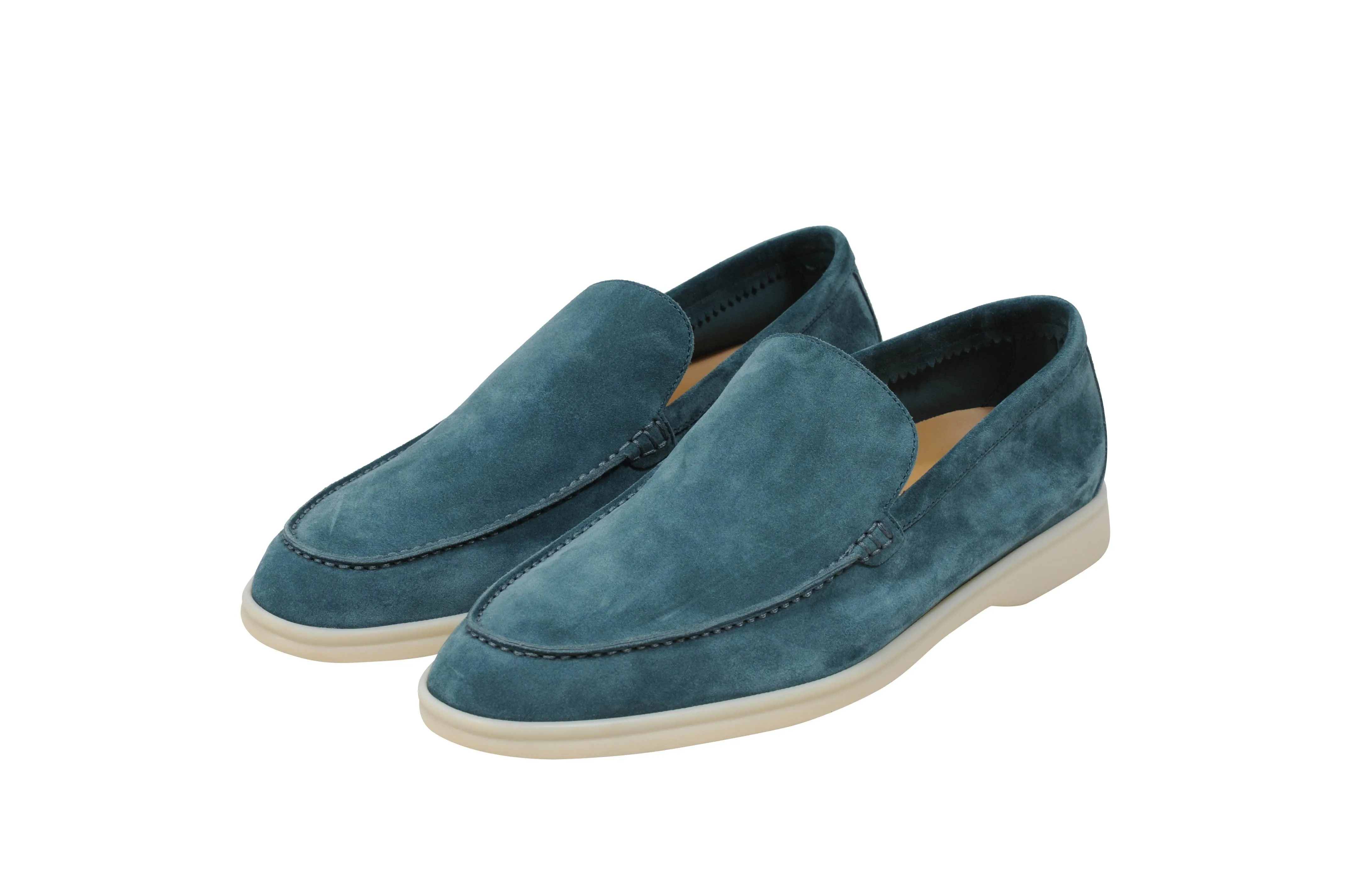 Blue Eucalyptus Suede Summer Walk Moccasin Slip On