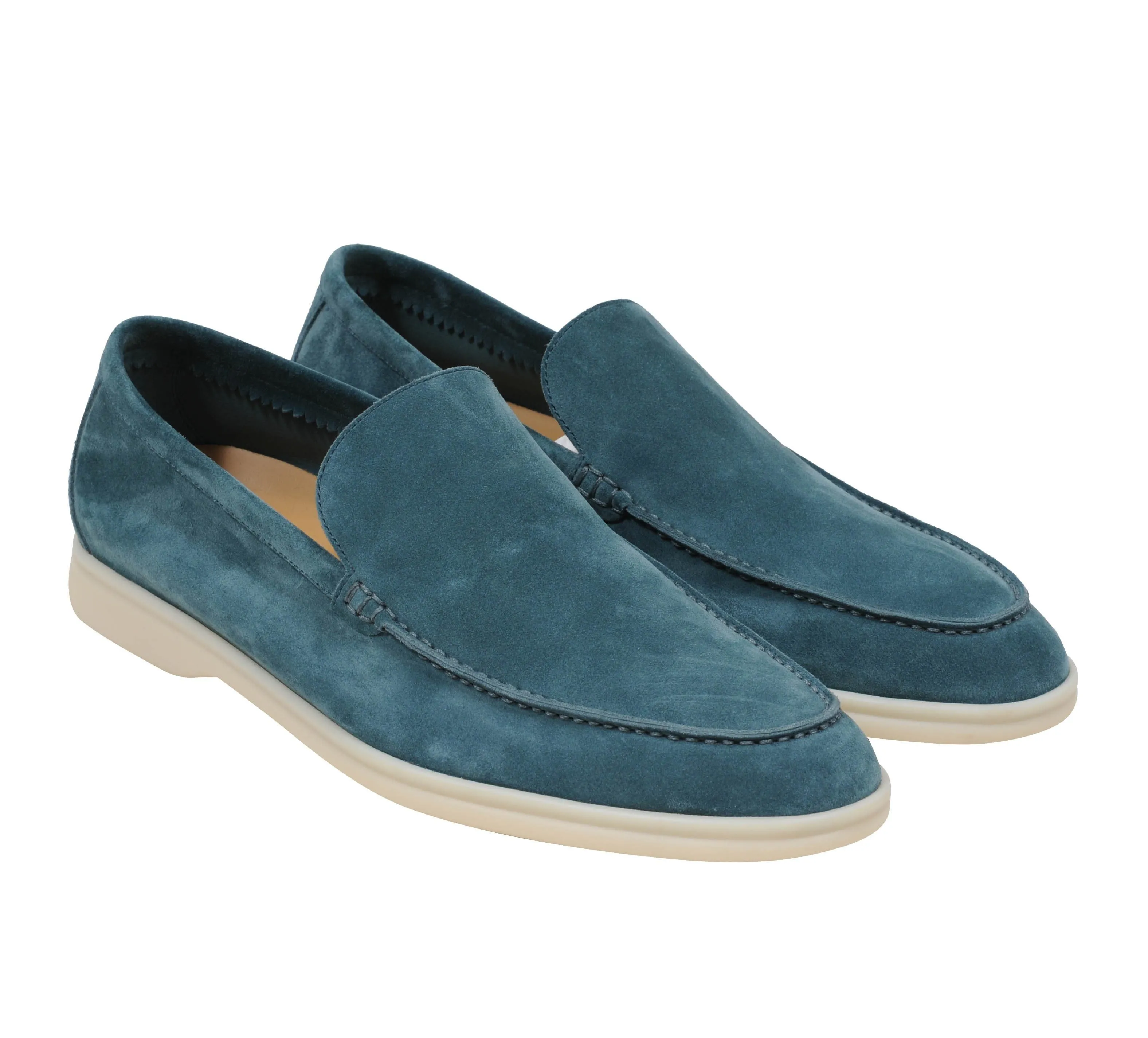 Blue Eucalyptus Suede Summer Walk Moccasin Slip On