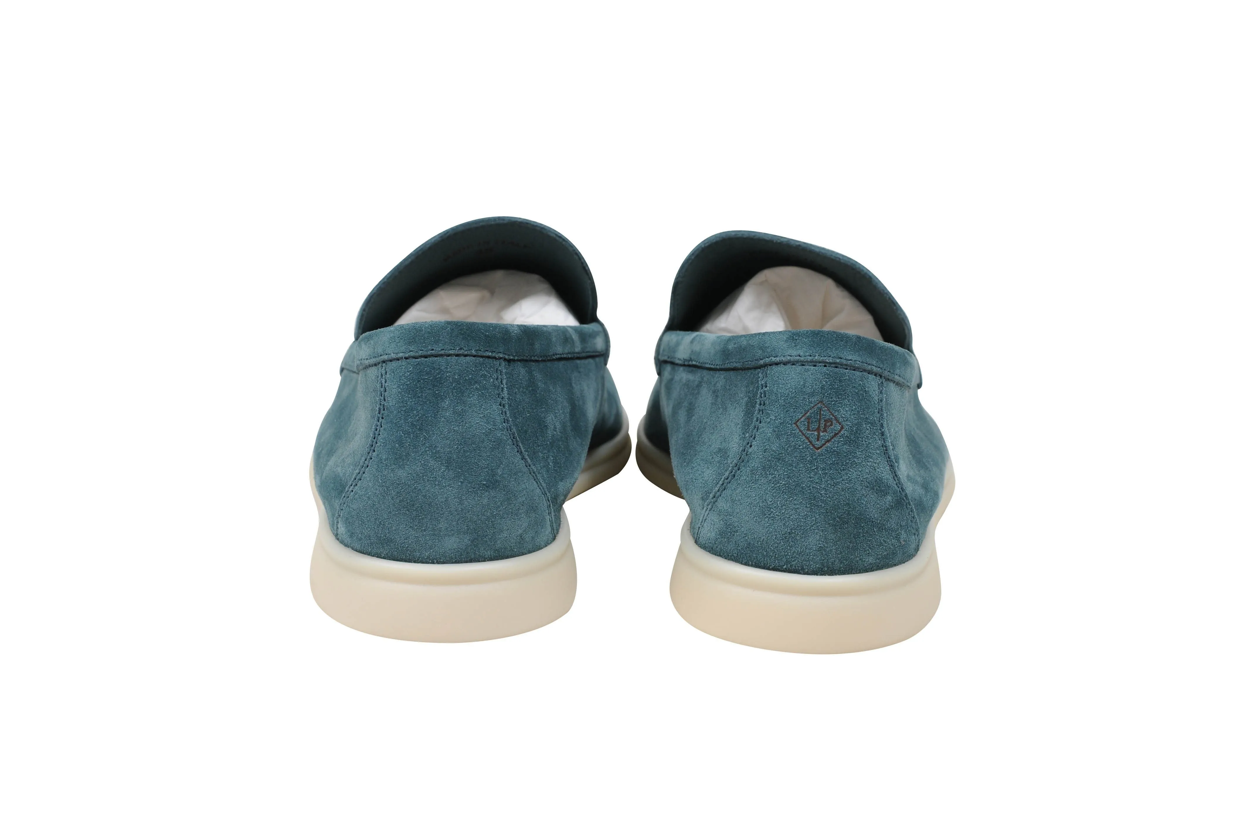 Blue Eucalyptus Suede Summer Walk Moccasin Slip On