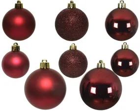 Box of 26 oxblood shatterproof baubles