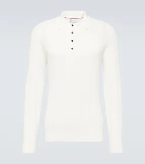 Brunello Cucinelli cotton polo sweater, white