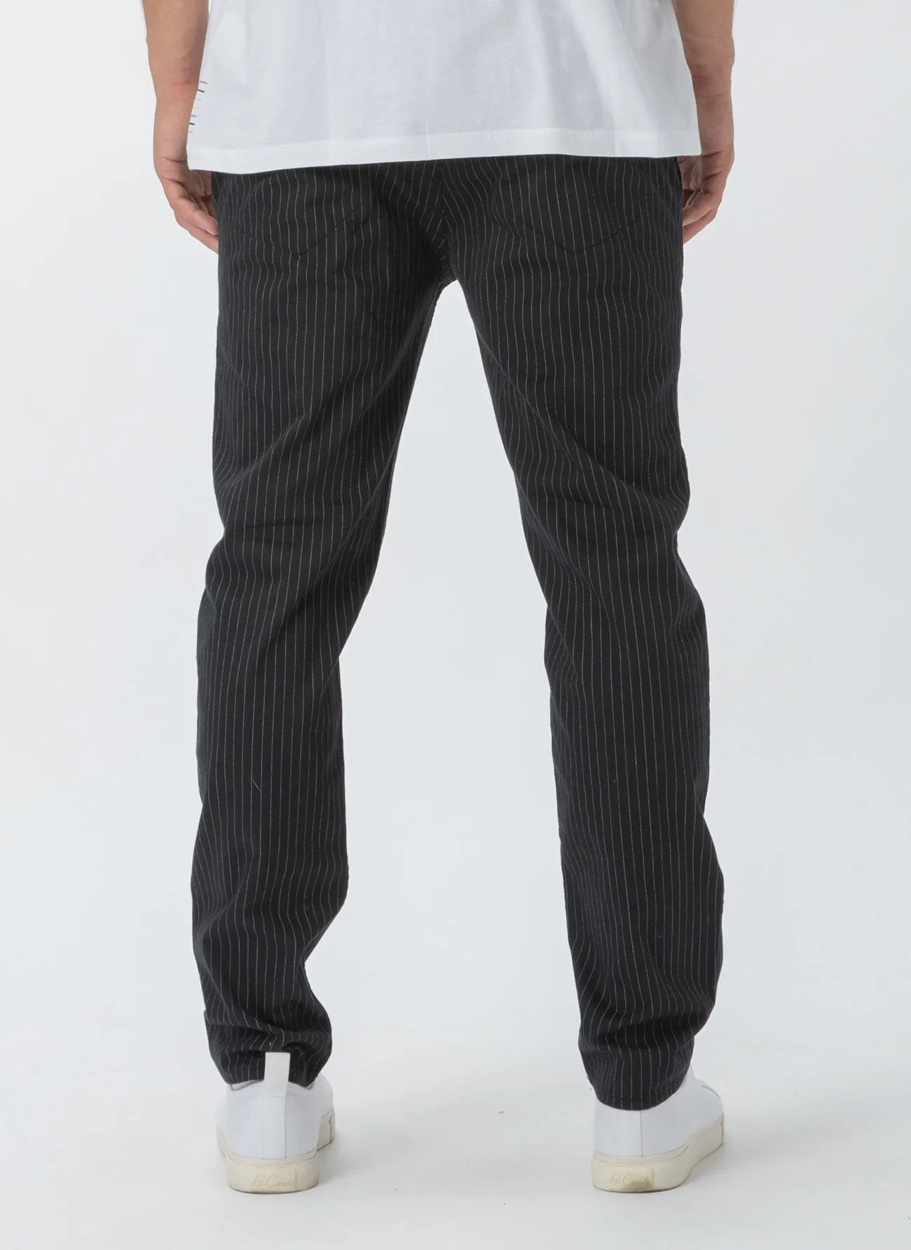 B.Slim Elastic Black Pinstripe