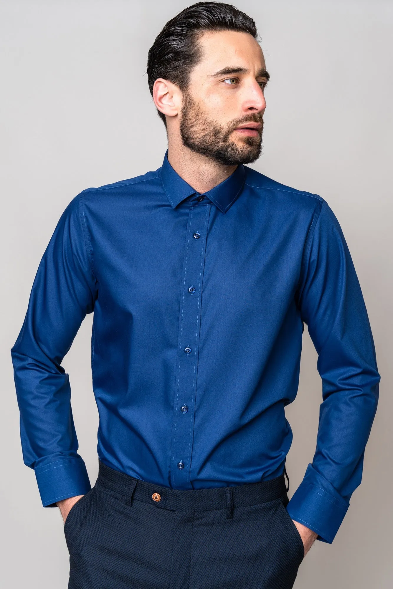 CARTER - Navy Long Sleeve Shirt