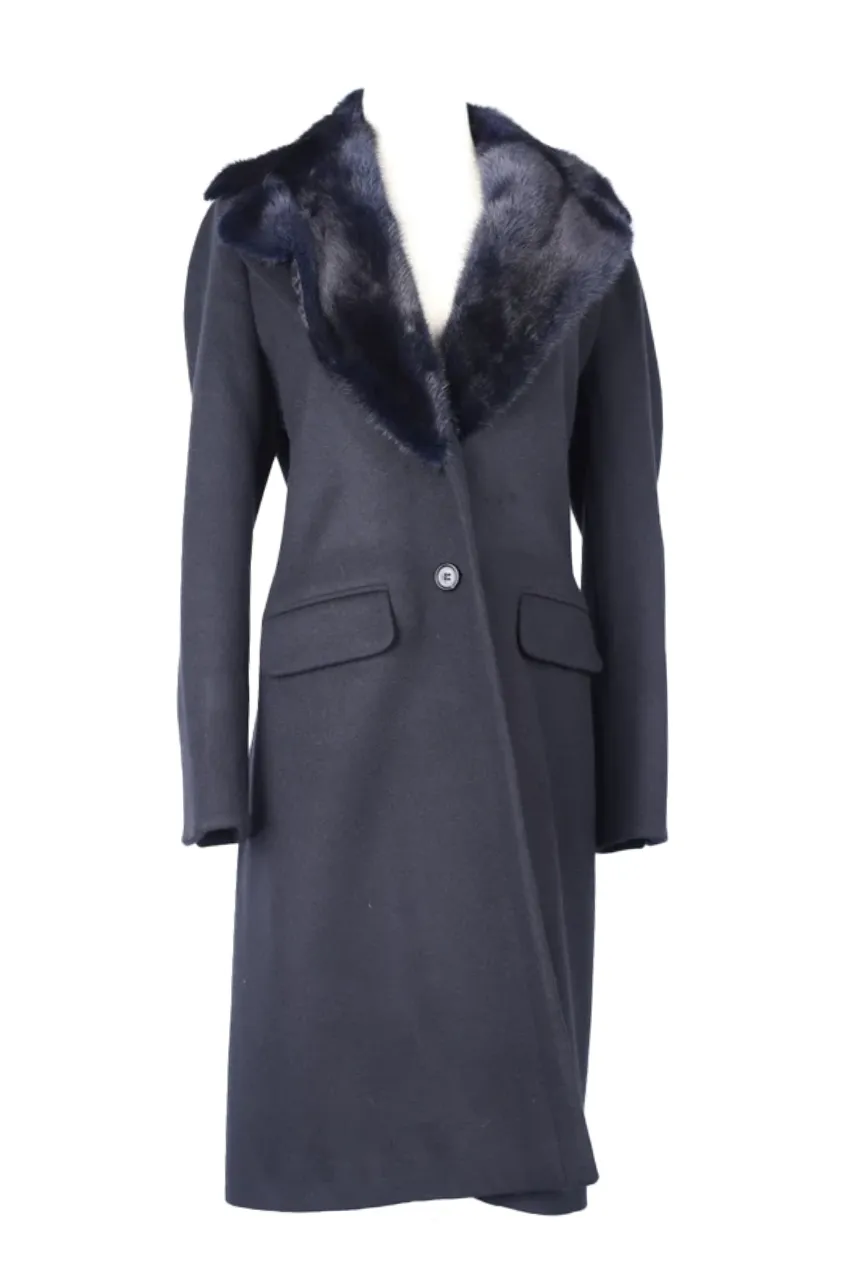 Cashmere Dress Coat  W/ Mink Fur Collar