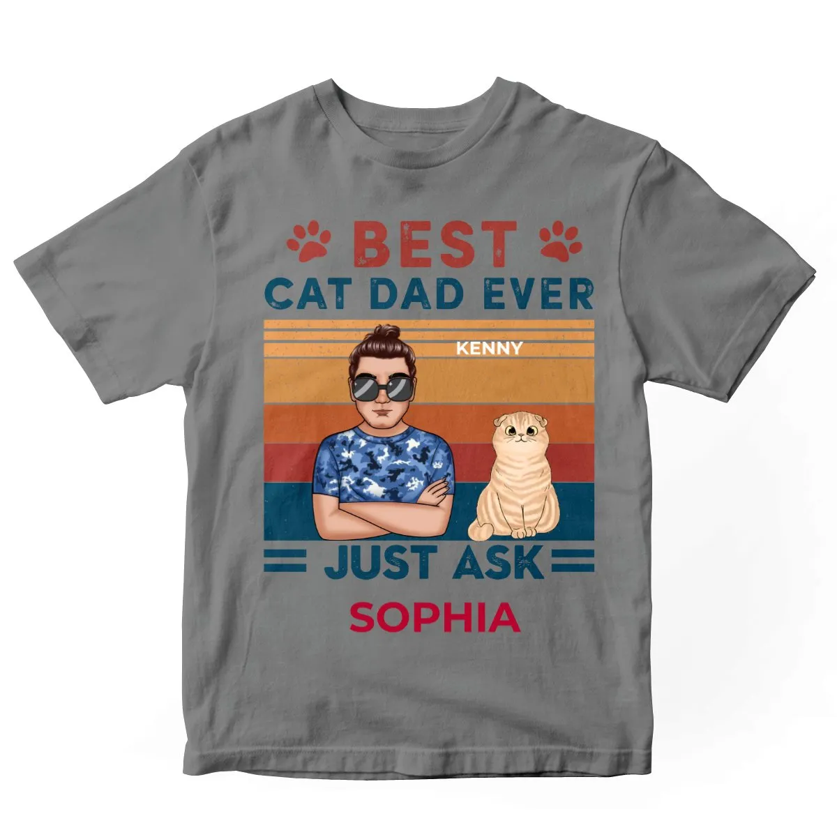 Cat Lover - Best Cat Dad Ever Just Ask - Personalized Sport Grey Unisex T-Shirt (Ver3)