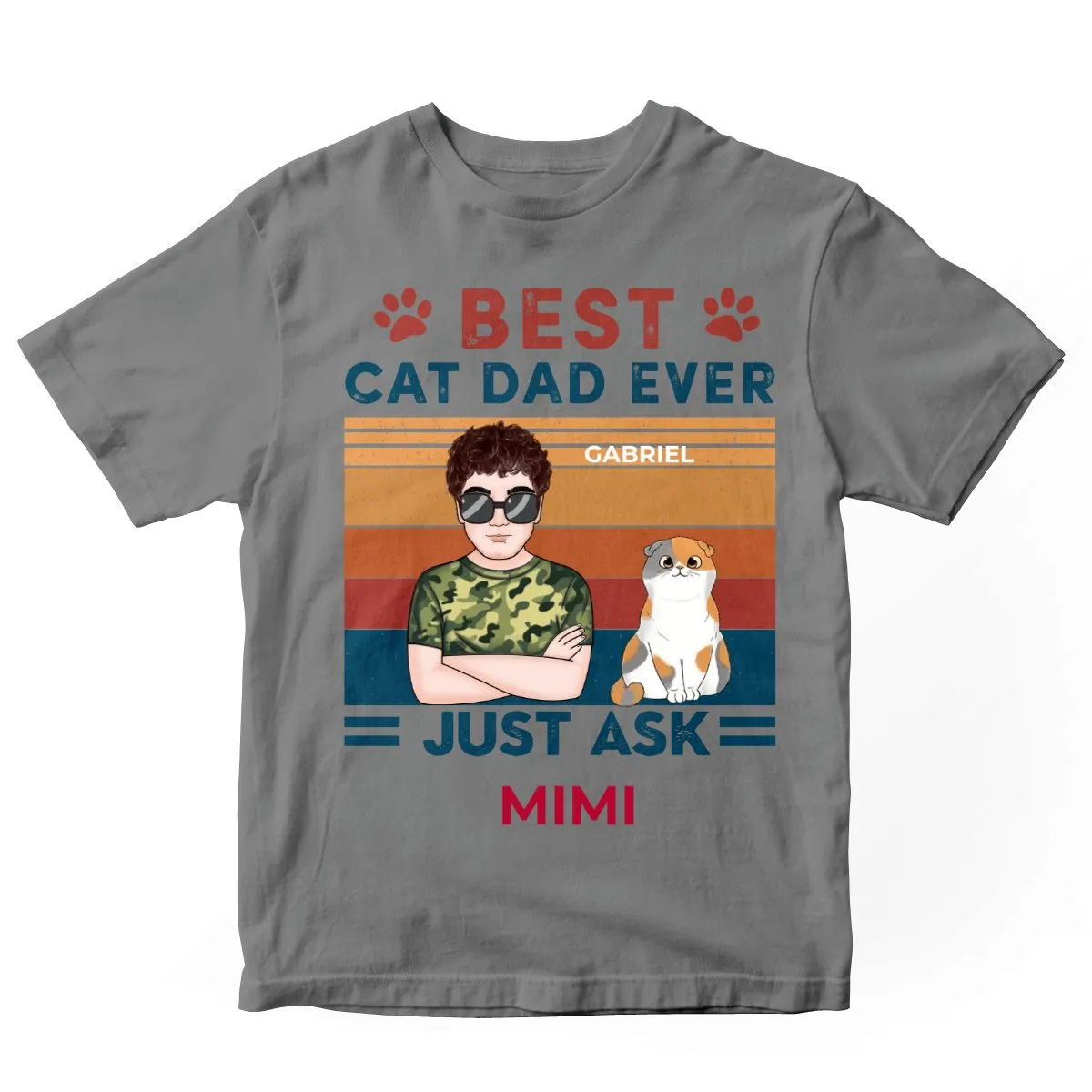 Cat Lover - Best Cat Dad Ever Just Ask - Personalized Sport Grey Unisex T-Shirt (Ver3)