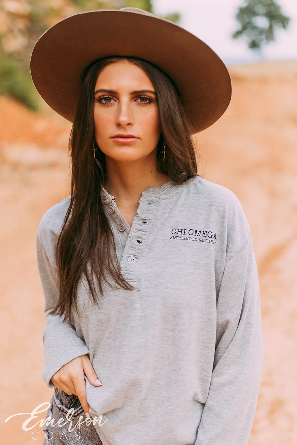 Chi Omega Sisterhood Retreat Long Sleeve Henley