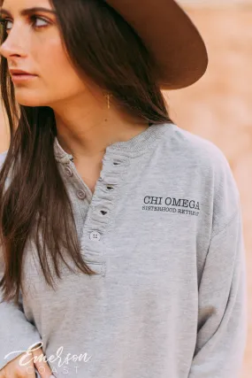 Chi Omega Sisterhood Retreat Long Sleeve Henley