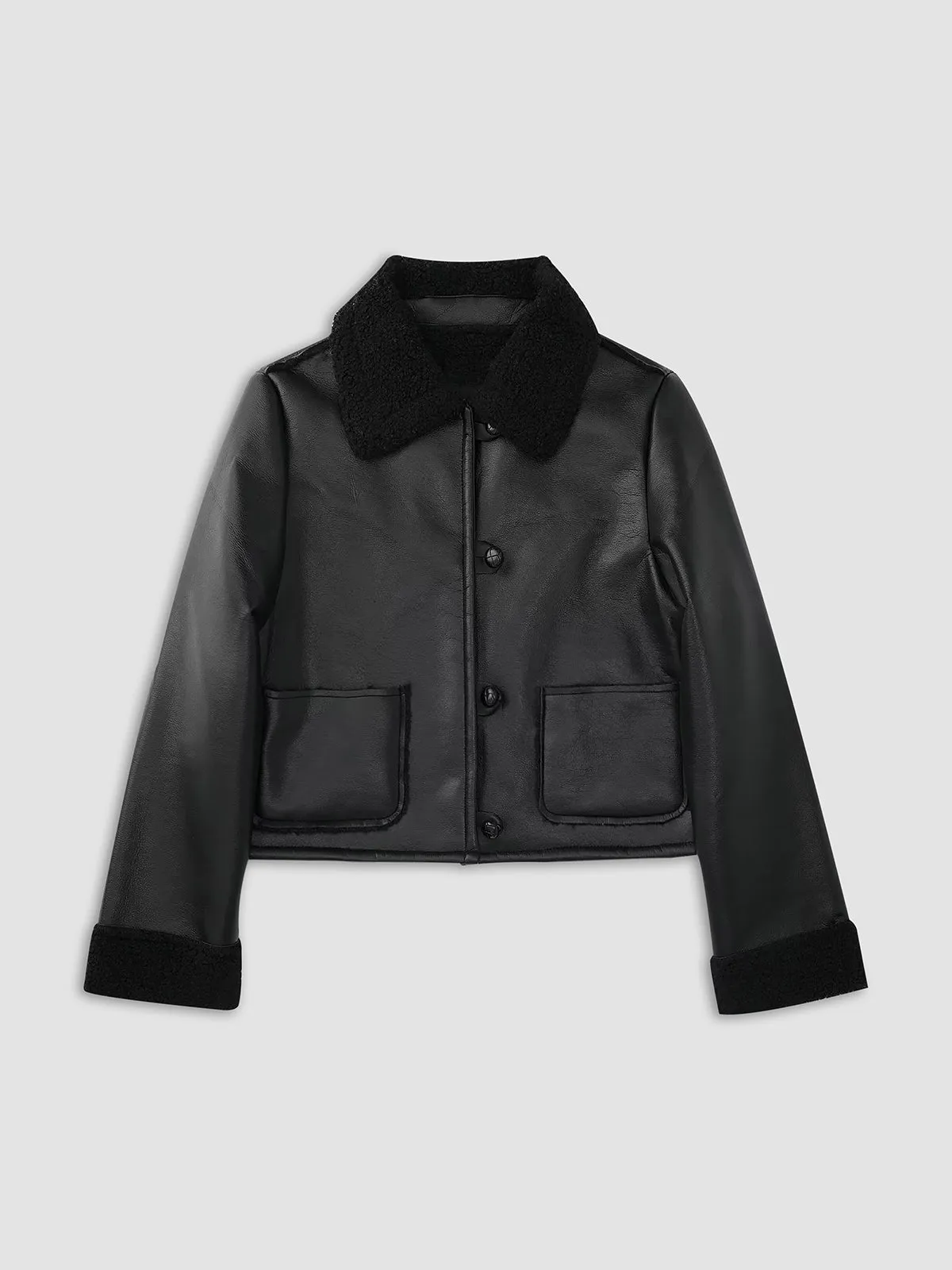 CHICMY- Dark Night Shearling Leather Flight Jacket