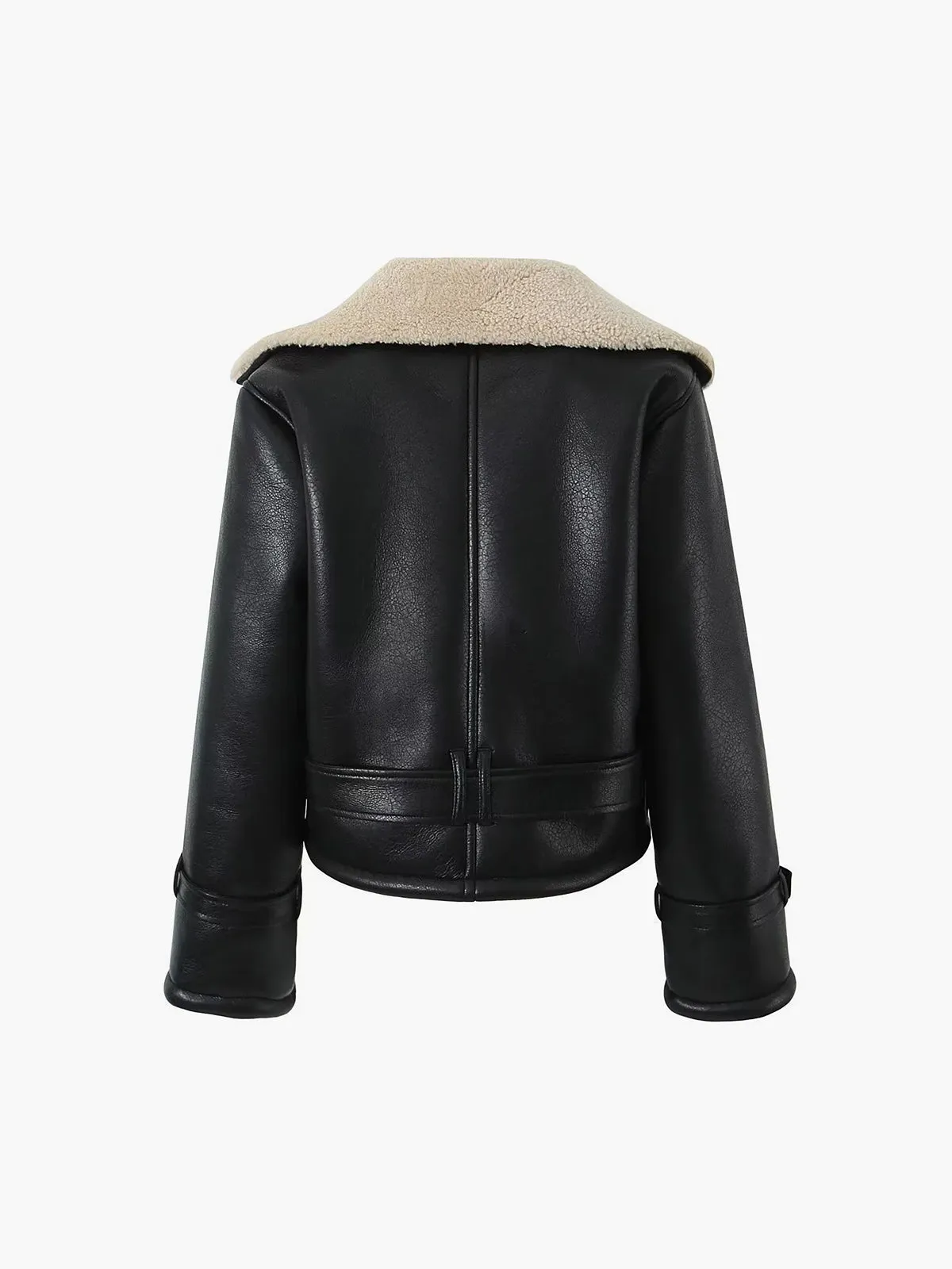 CHICMY- Too Blessed Sherpa Lined Shearling Leather Flight Jacket