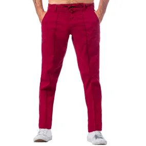 Chino Pants w/ Drawstring Waist - Burgundy