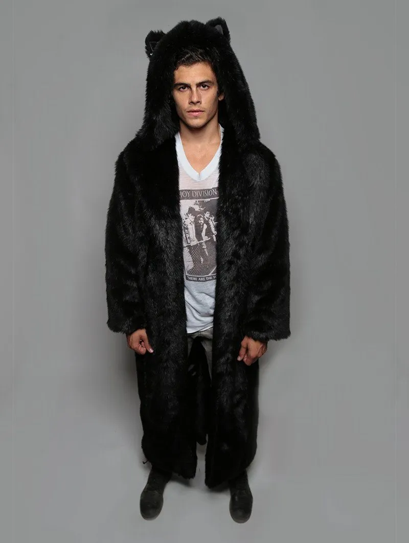 Classic Men's Long Faux Fur Coat | Black Panther