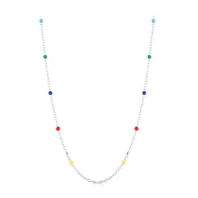 Colorful Sterling Silver Necklace for Women - Small and Elegant Rainbow Clavicle Chain - Versatile Everyday Jewelry