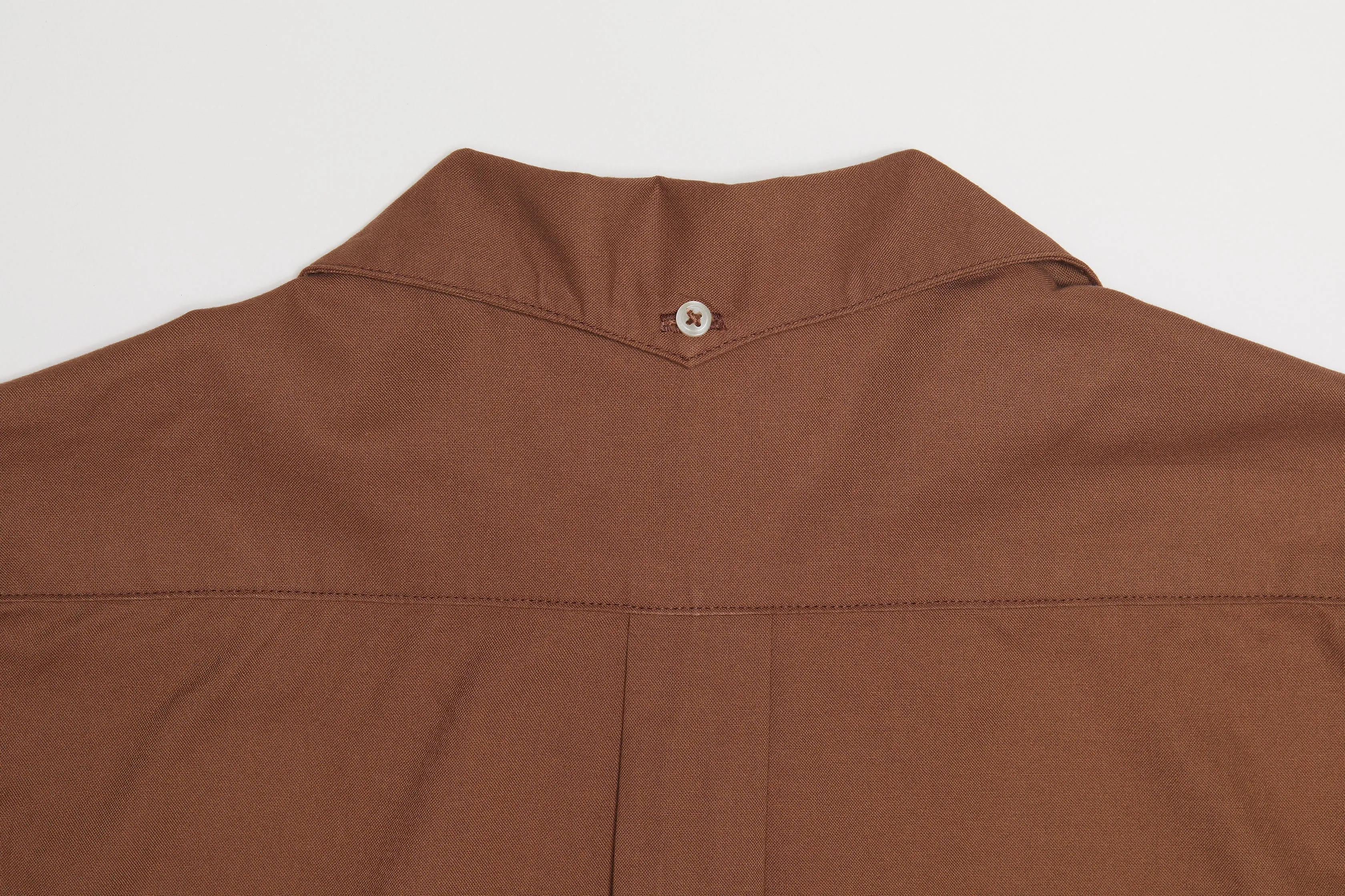 Converitble Collar Button-down Shirt (Brown)