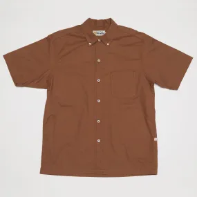 Converitble Collar Button-down Shirt (Brown)