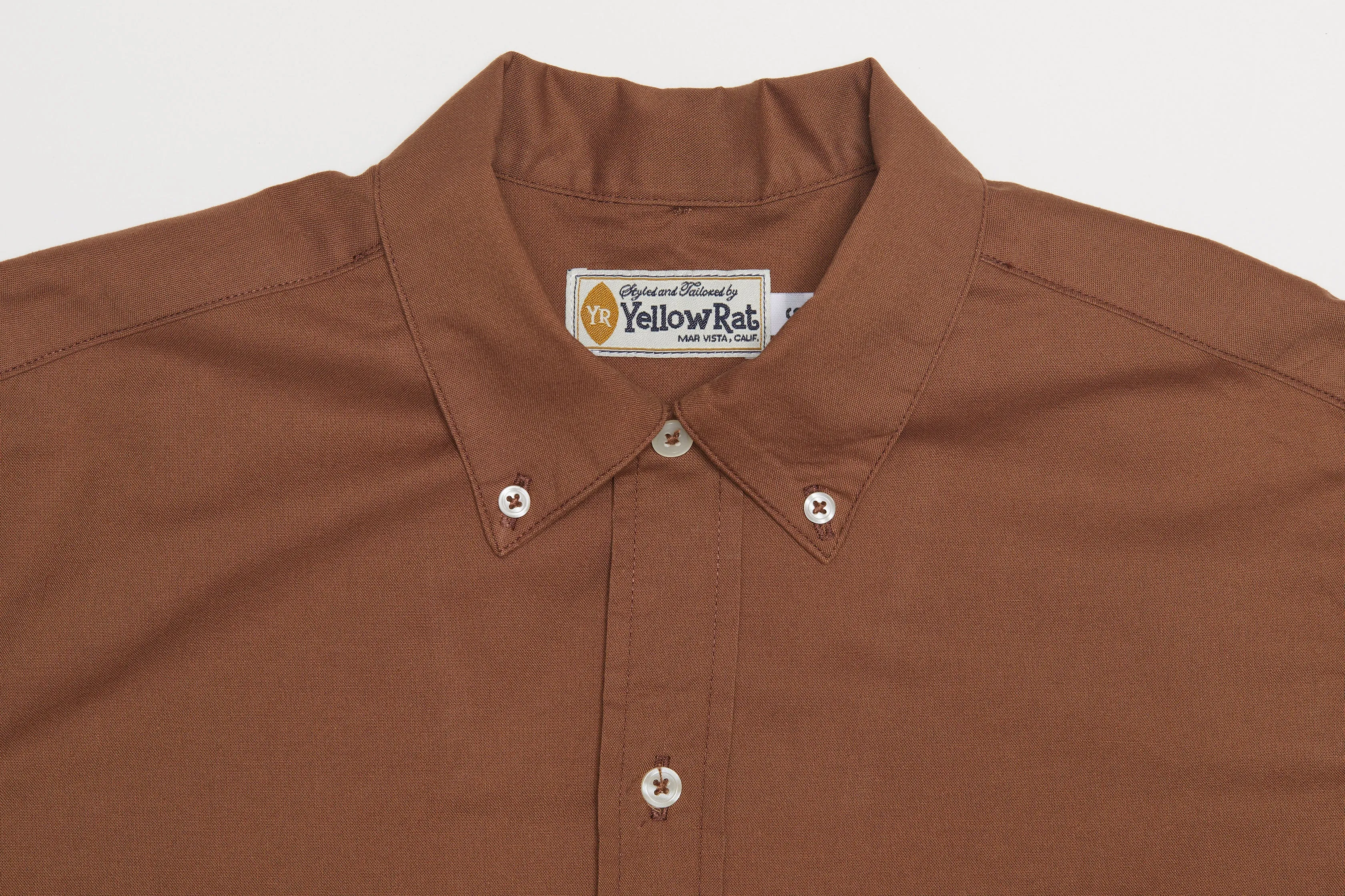 Converitble Collar Button-down Shirt (Brown)