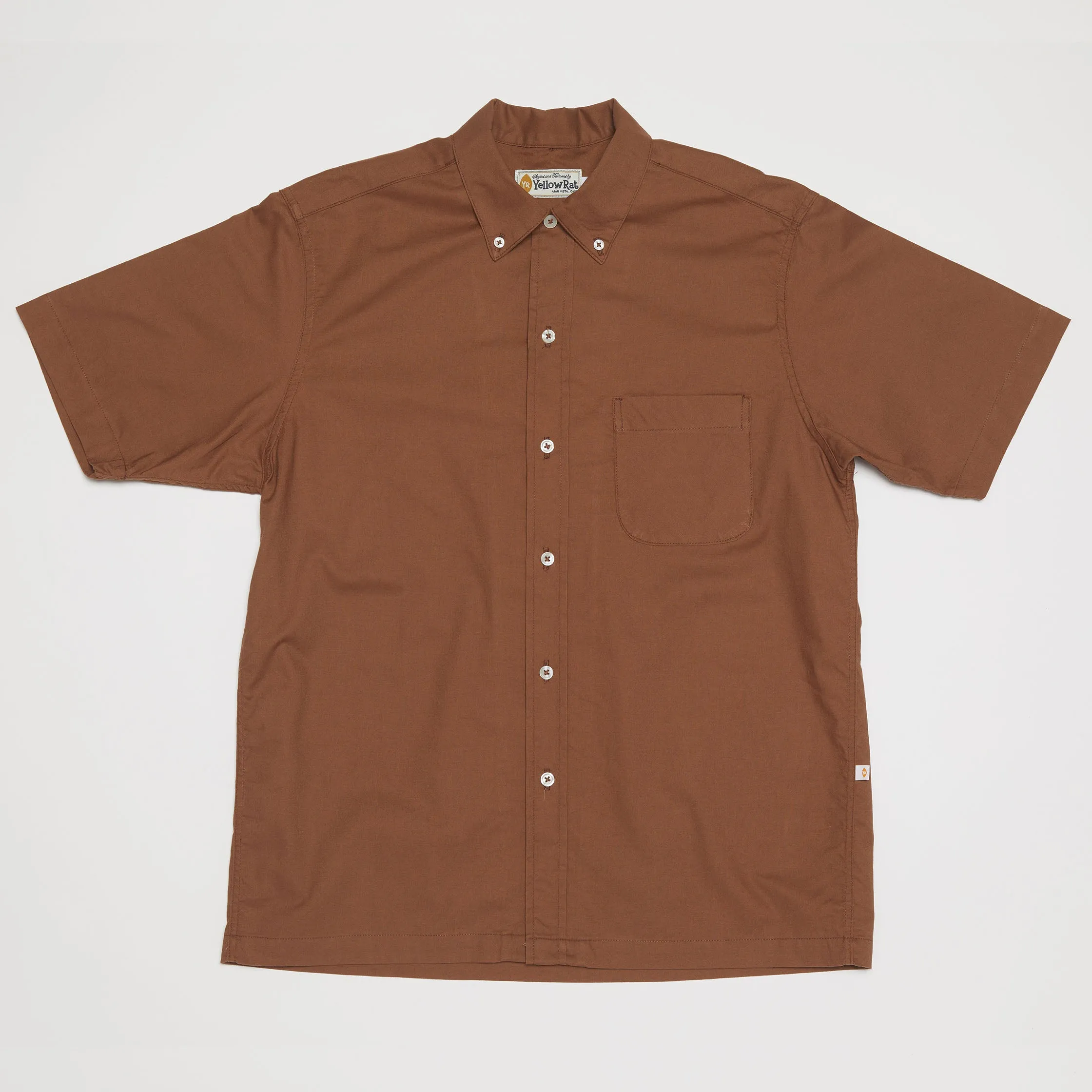 Converitble Collar Button-down Shirt (Brown)