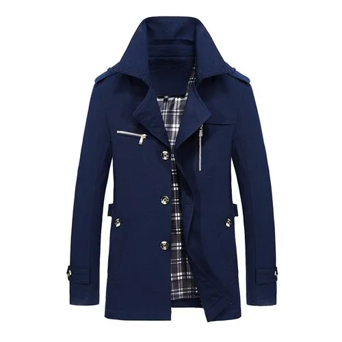 Cool Casual Solid Windbreaker Coat