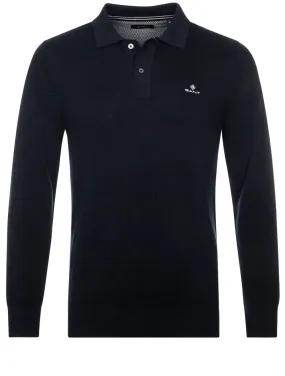 Cotton Piqué Polo Sweater Evening Blue