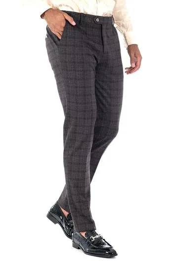 CP81 I BARABAS PLAID PANTS SLIM FIT I WINE-BROWN