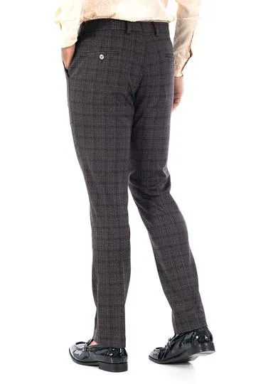 CP81 I BARABAS PLAID PANTS SLIM FIT I WINE-BROWN